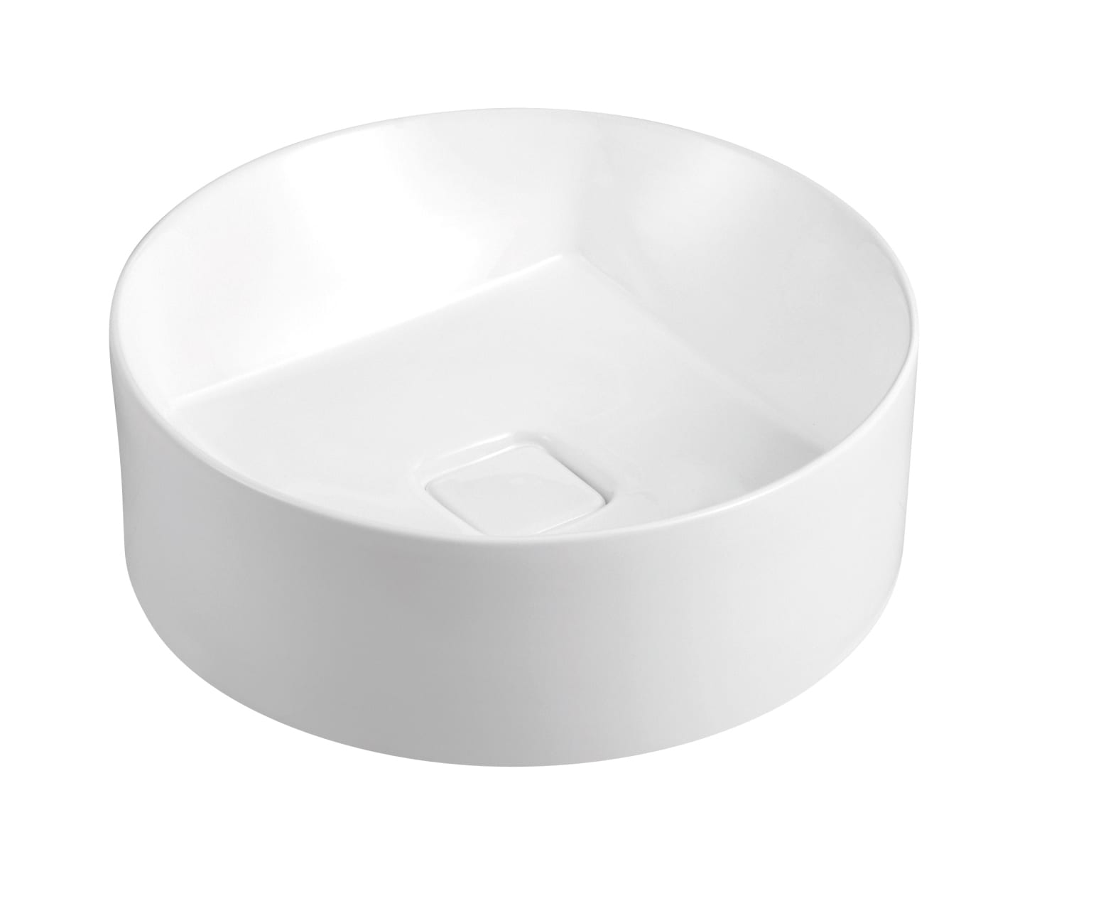 White ceramic kitchen sink with a modern, round design.
